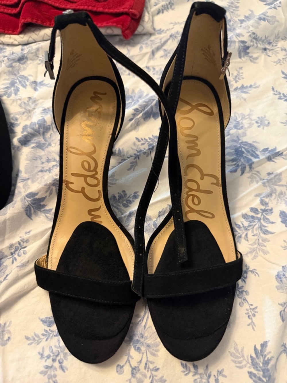 Sam Edelman Black Suede Ankle-Strap Heels Patti evening comfortable